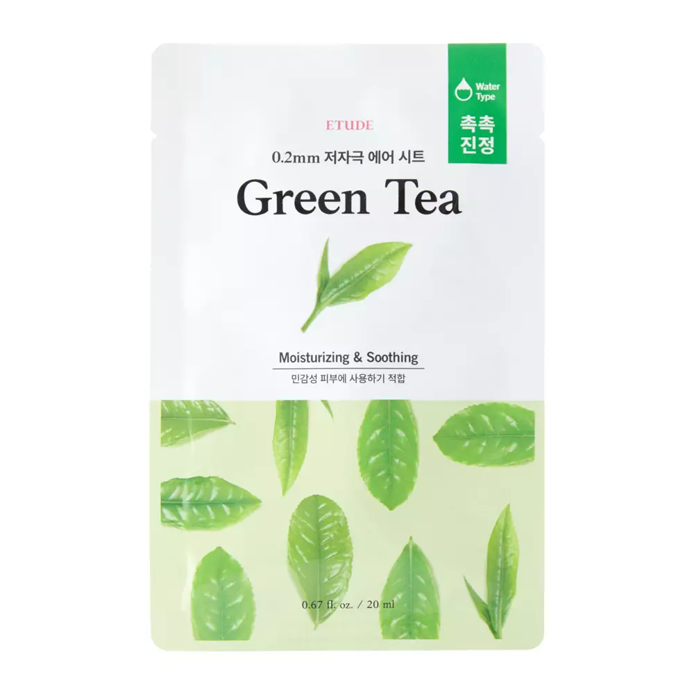 Etude House - 0.2mm Therapy Air Mask - Green Tea - Mască de curățare și netezire cu extract de ceai verde - 20ml
