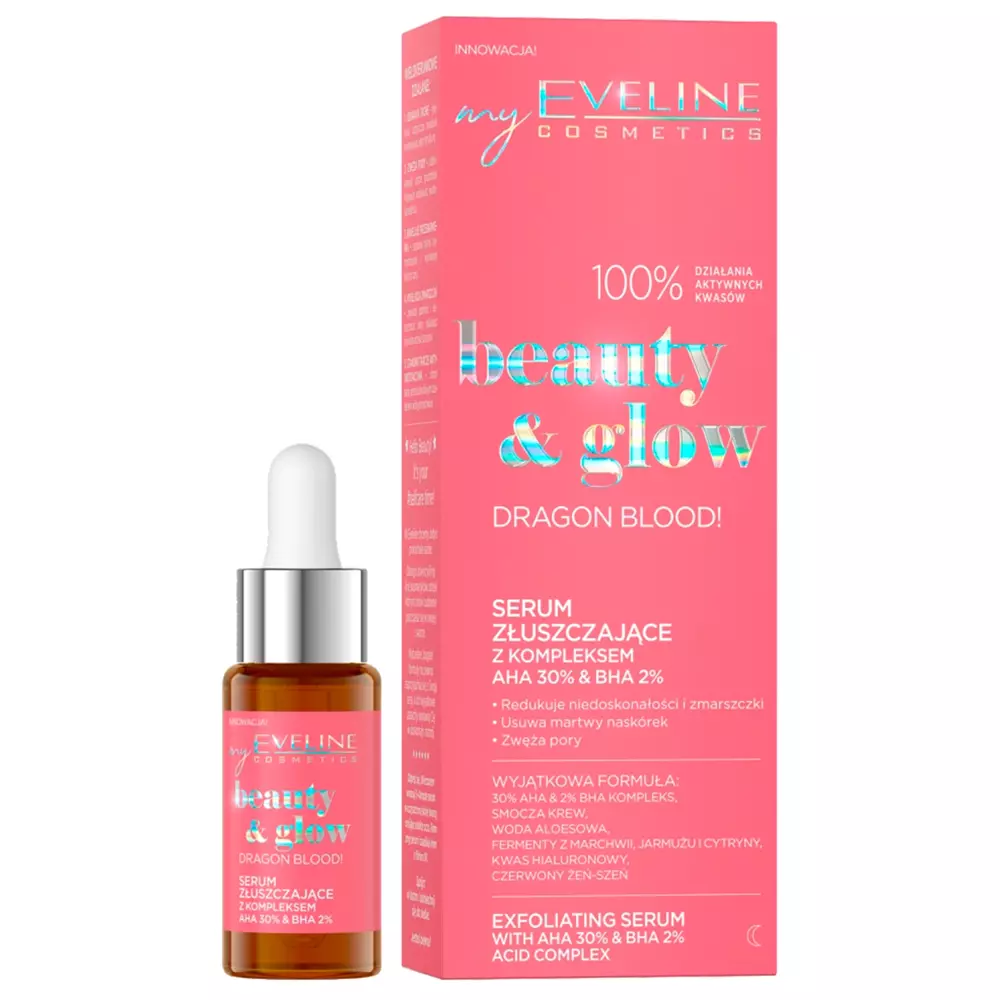 Eveline Cosmetics - Beauty & Glow - Dragon Blood! - Serum exfoliant cu complex AHA și BHA - 18ml