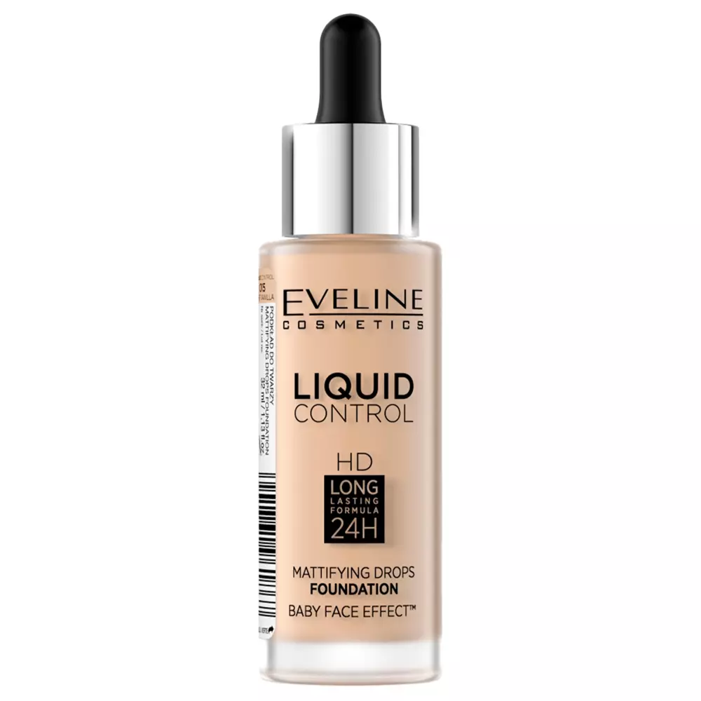 Eveline Cosmetics - Liquid Control HD Mattifying Drops Foundation - Primer matifiant - 015 Light Vanilla - 32ml