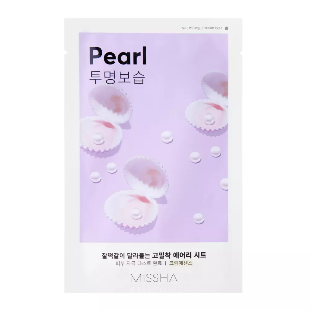 Missha - Airy Fit Sheet Mask - Pearl - Mască de folie cu efect de iluminare - 19g