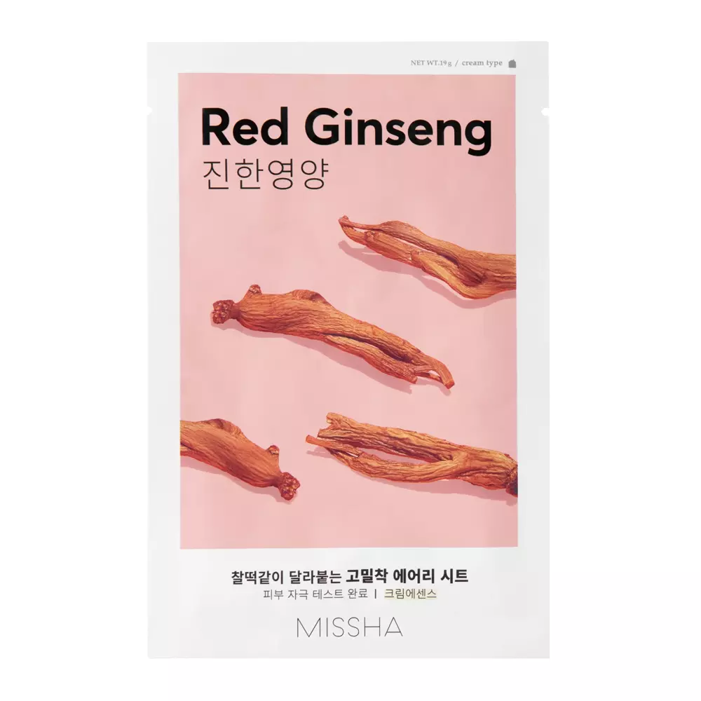 Missha - Airy Fit Sheet Mask - Red Ginseng - Mască de folie nutritivă - 19g