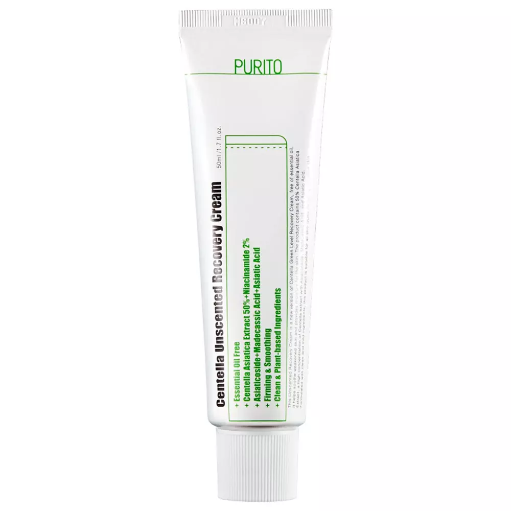 Purito - Centella Unscented Recovery Cream - Cremă regeneratoare pe bază de Centella Asiatică, fără parfum- 50ml