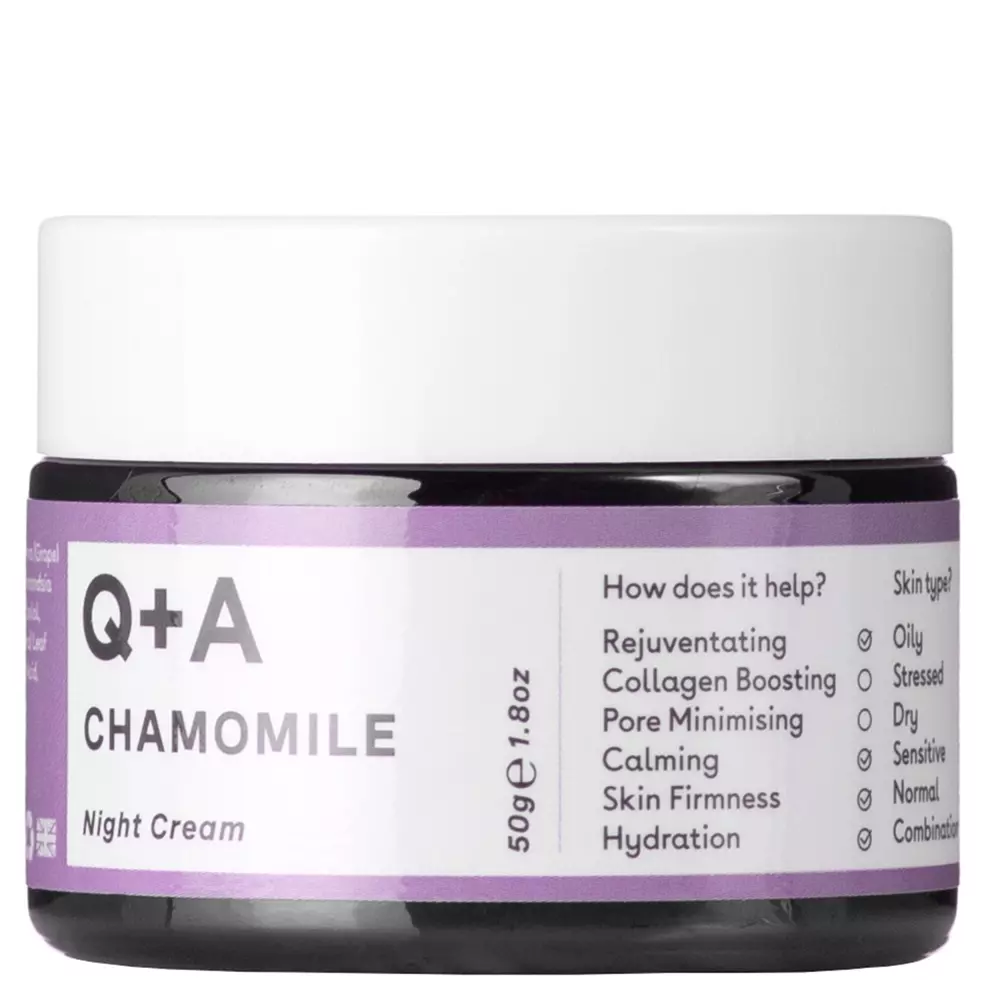 Q+A - Chamomile - Night Cream - Cremă facială regenerantă și calmantă cu mușețel - 50ml