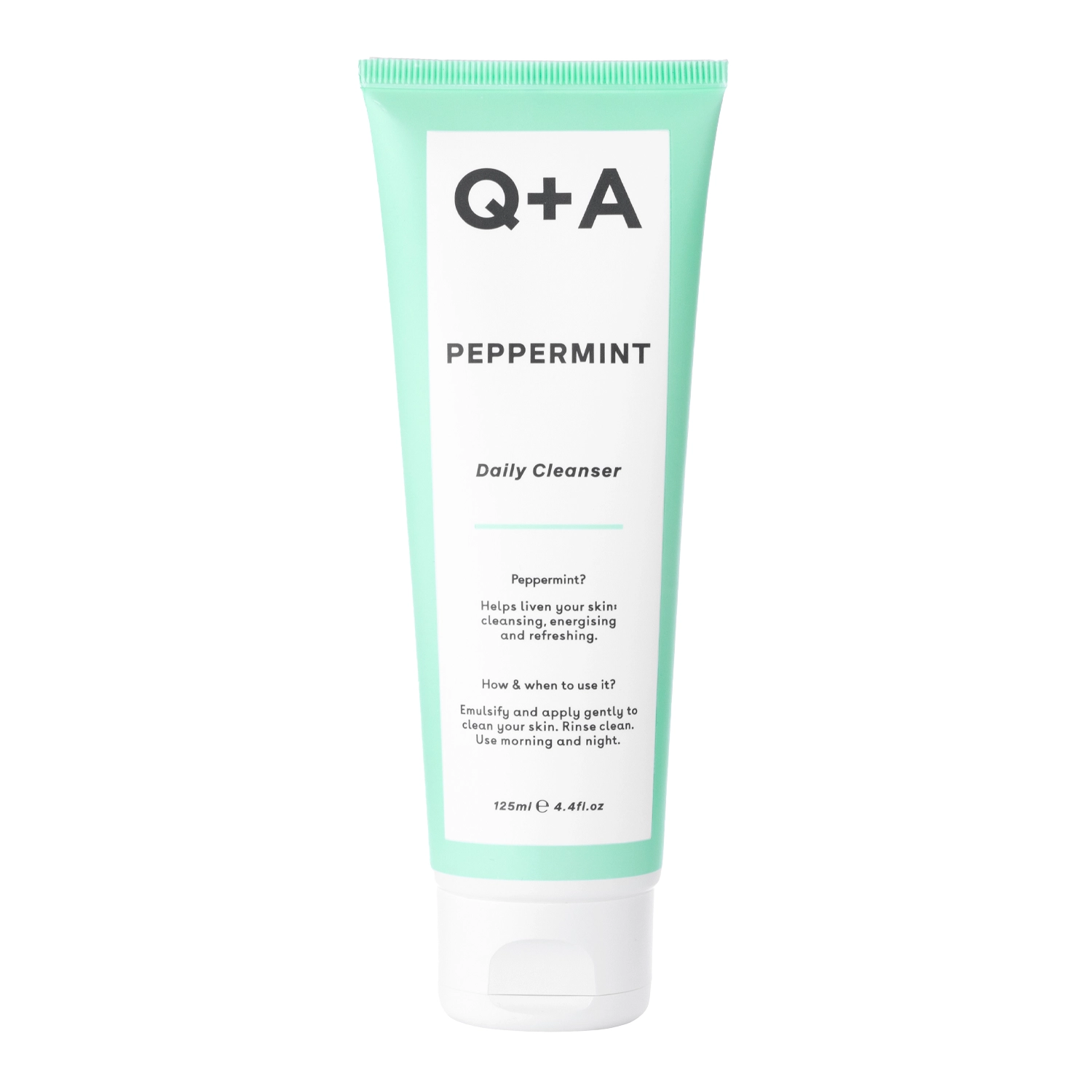 Q+A - Peppermint - Daily Cleanser - Gel de față calmant și purificator cu mentă - 125ml