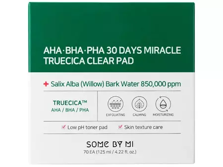 Some By Mi - AHA BHA PHA 30 Days Miracle Truecica Clear Pad - Plasturi de exfoliere a feței pentru pielea cu probleme - 70 buc