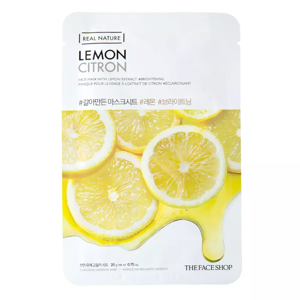 The Face Shop - Natural Mask Lemon - Mască de folie cu extract de lămâie pentru strălucire - 20g
